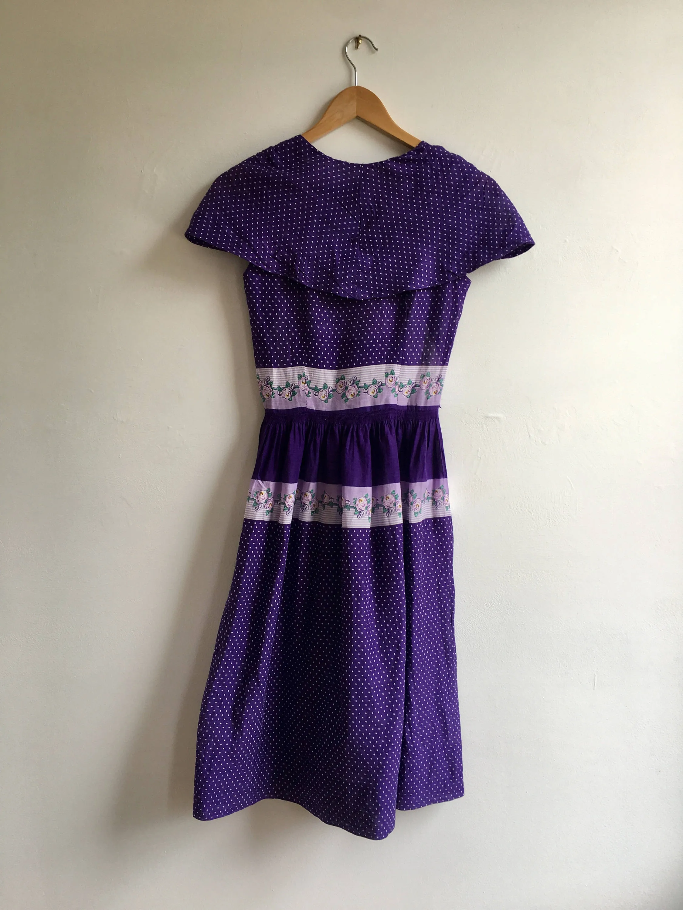 1950s Violet Cotton Voile Summer Dress, size small