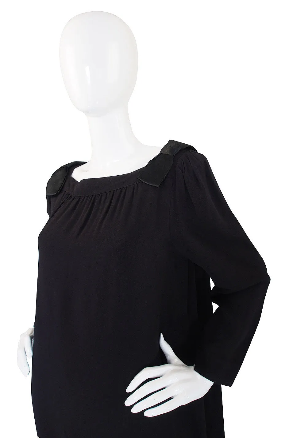 1960s Adele Simpson Chic Black Shift Dress