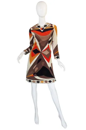 1960s Beautiful Autumn Velvet Pucci Shift Dress