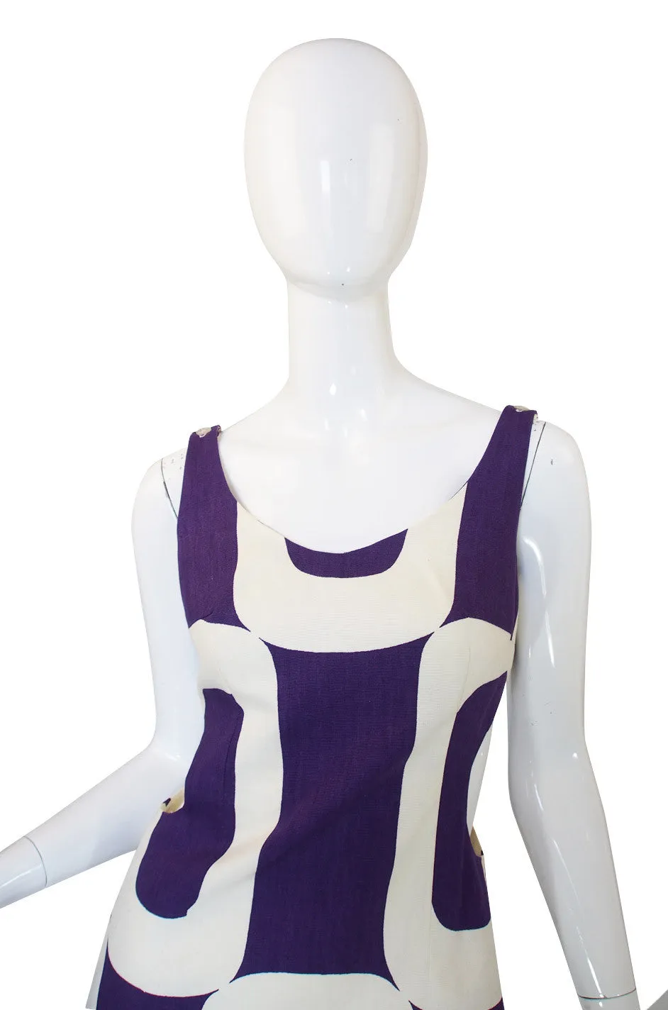 1960s Cut Out Mod Graphic Shift Dress