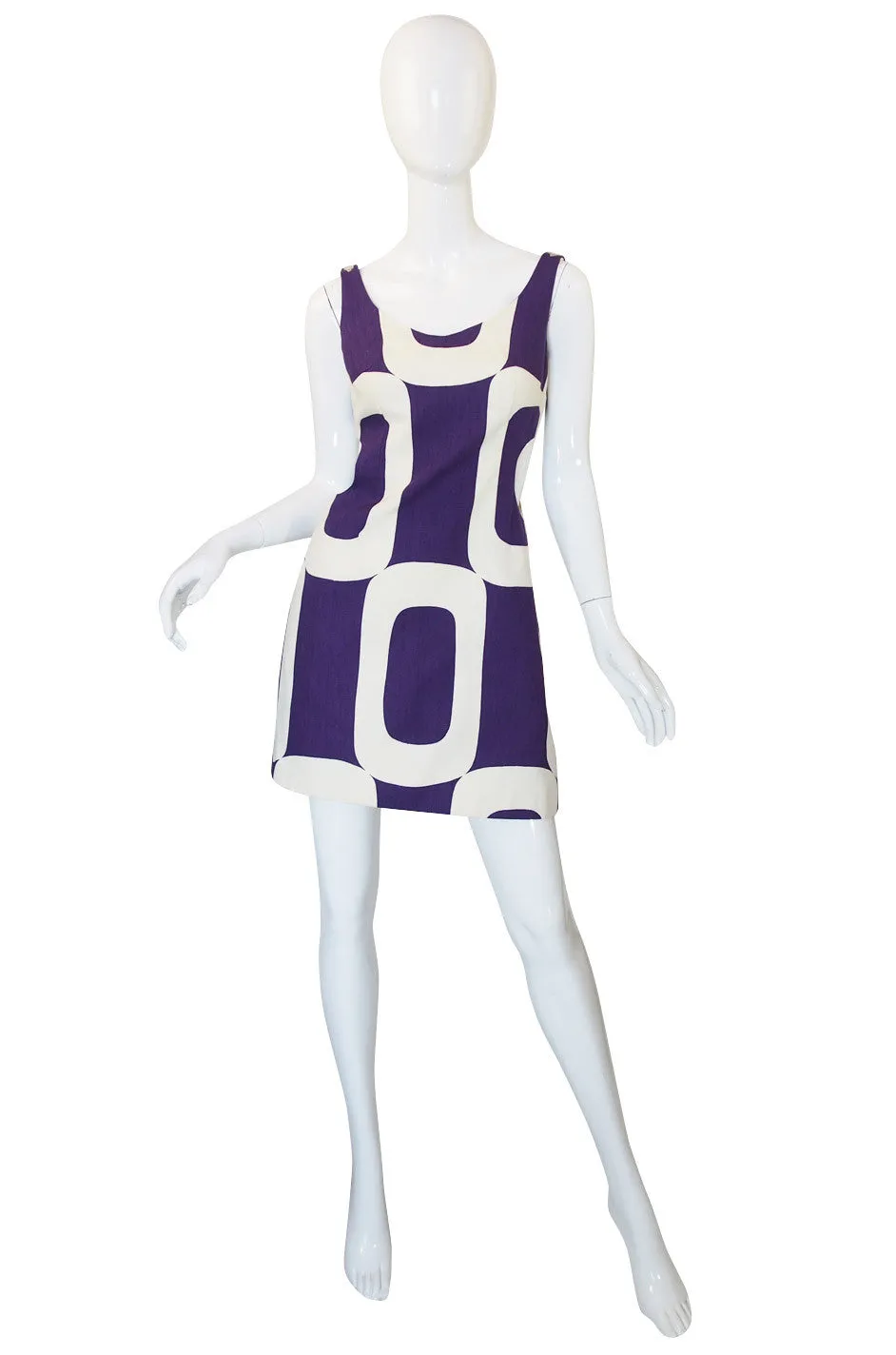 1960s Cut Out Mod Graphic Shift Dress