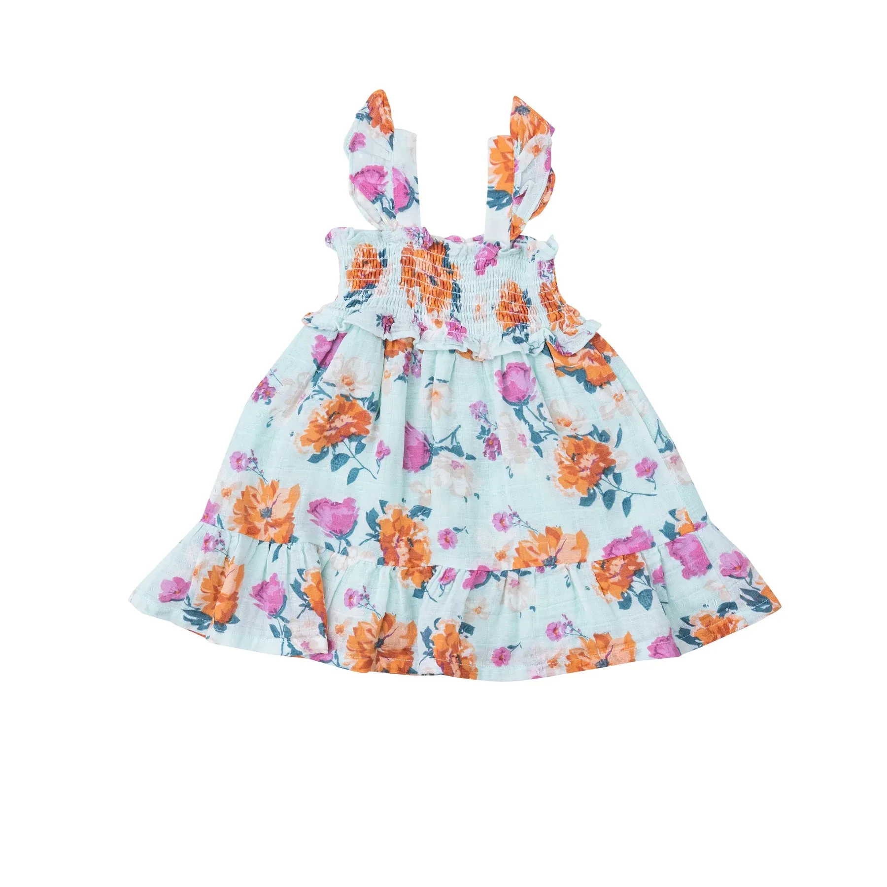 ANGEL DEAR SOFT PETALS FLORAL SMOCKED RUFFLE SUNDRESS