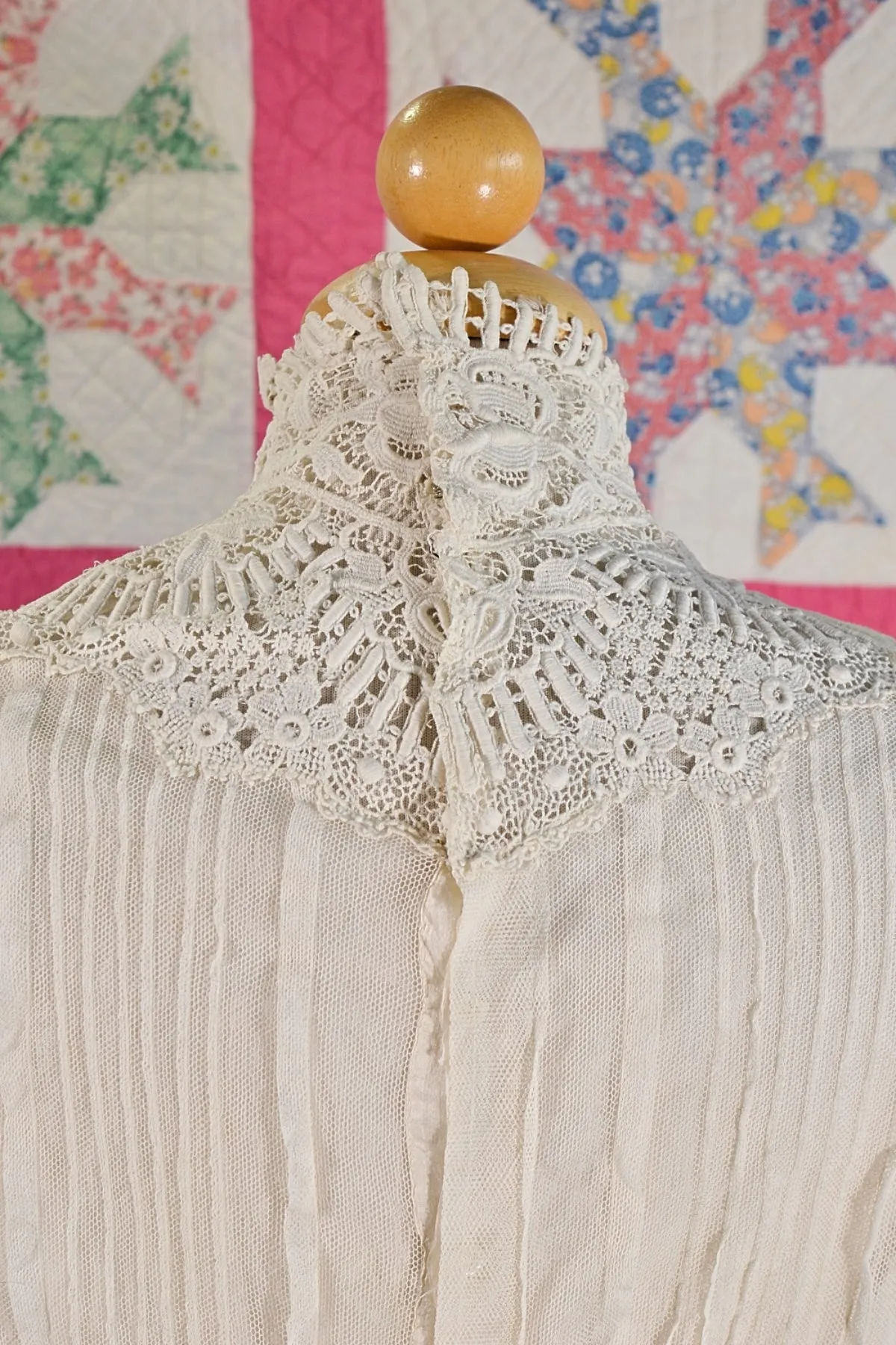 Antique Edwardian/Victorian Lace & Net Blouse, Study Prop Display