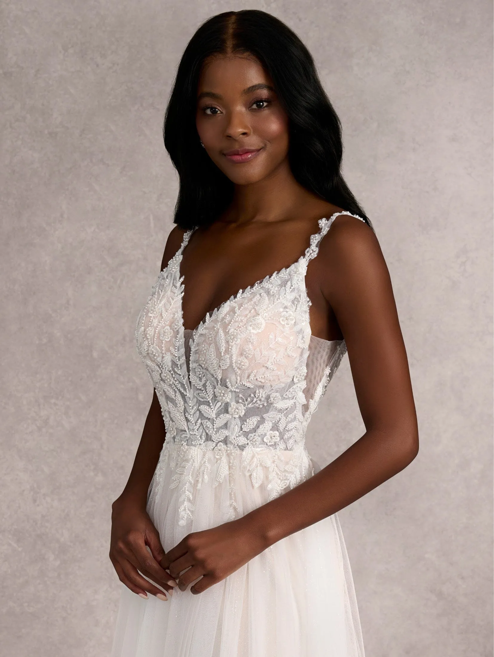 Applique Sleeveless Wedding Gown by Adrianna Papell 31258