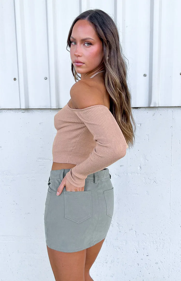 Back For You Light Brown Off Shoulder Top