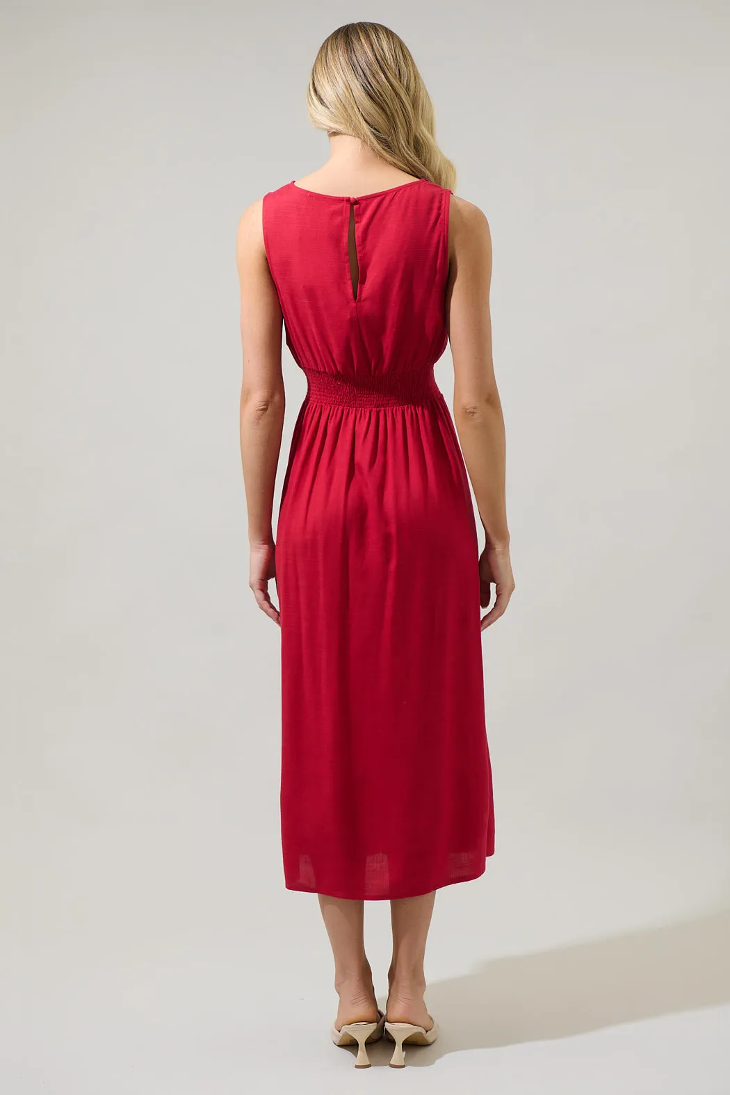 Balmy Smocked Back Midi Dress