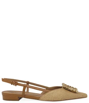 Beige Sling Back Flat