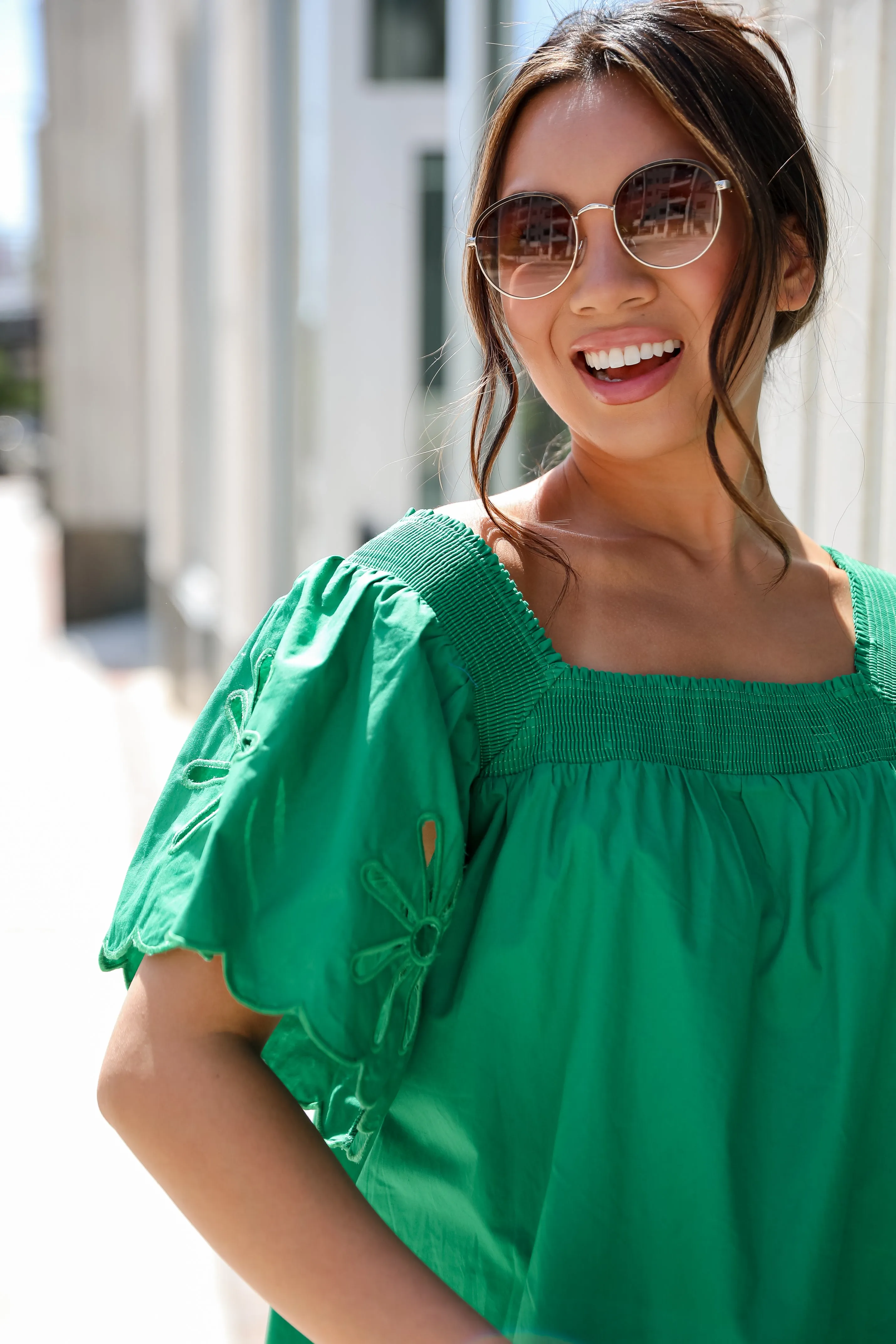 Blissful Afternoon Eyelet Blouse