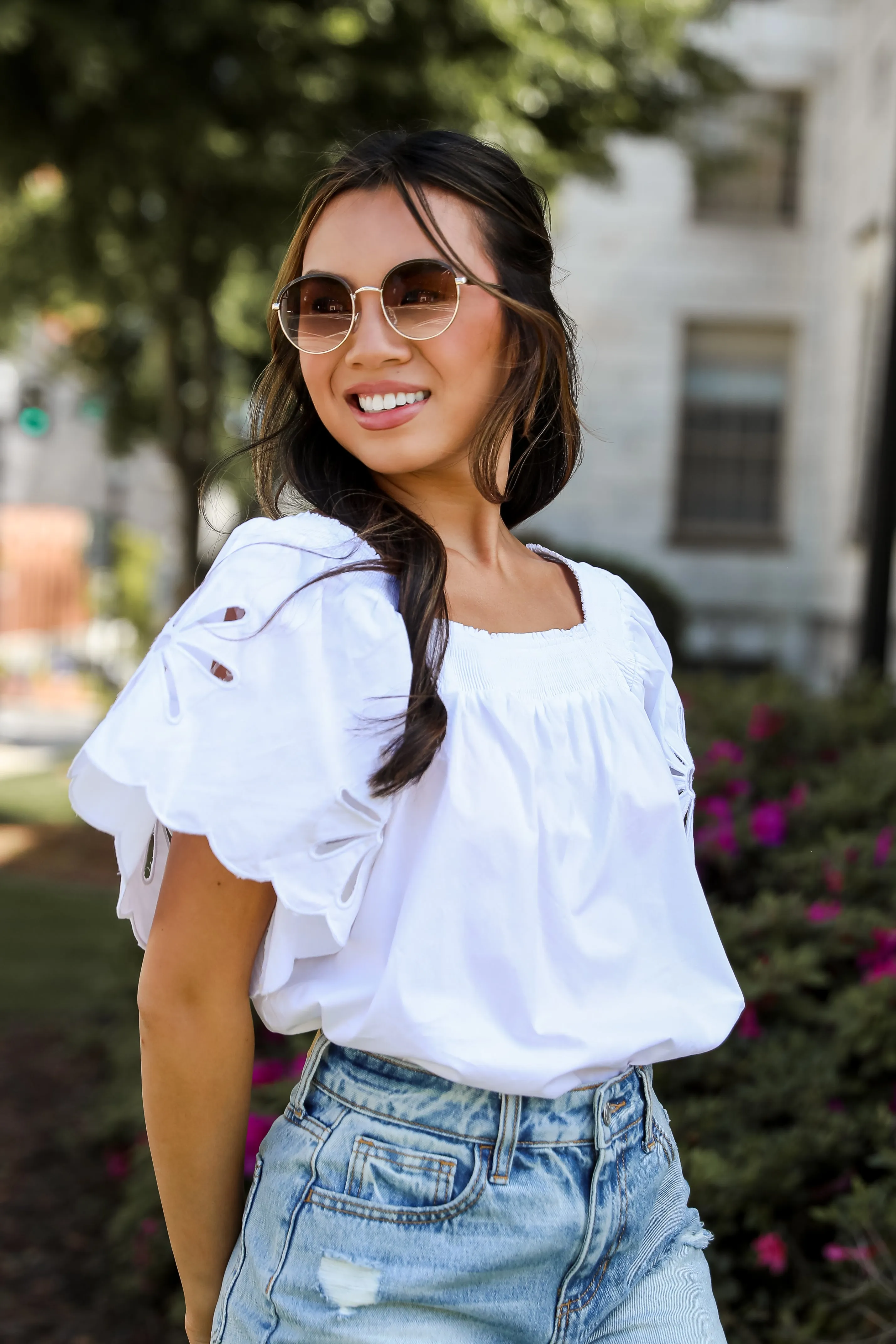 Blissful Afternoon Eyelet Blouse