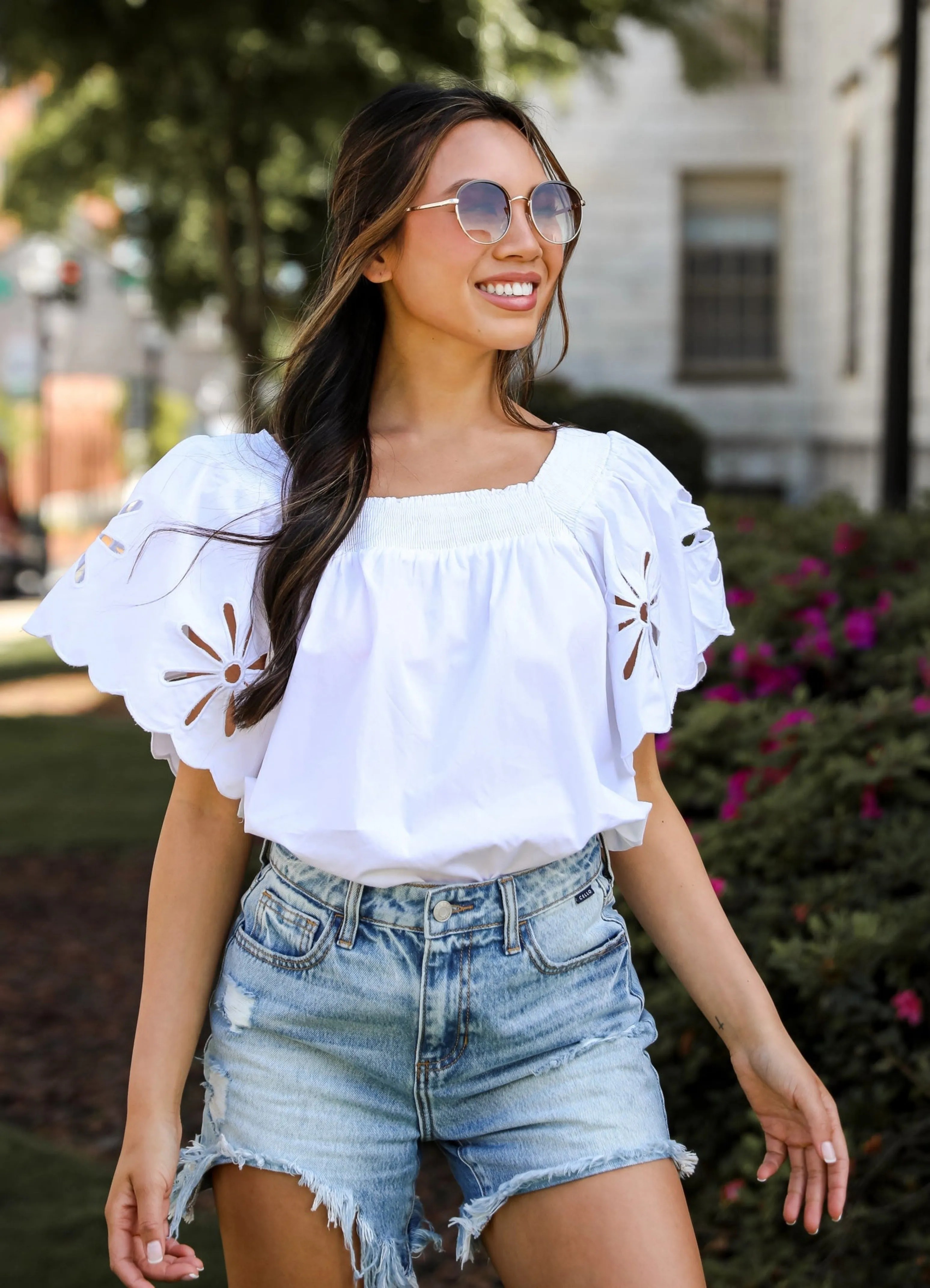 Blissful Afternoon Eyelet Blouse