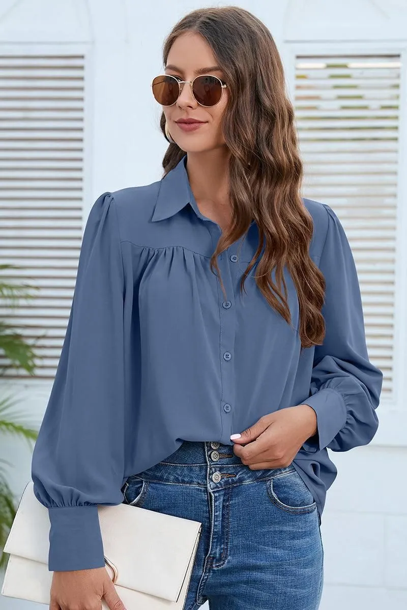 BUTTON DOWN DAILY BASIC BLOUSE