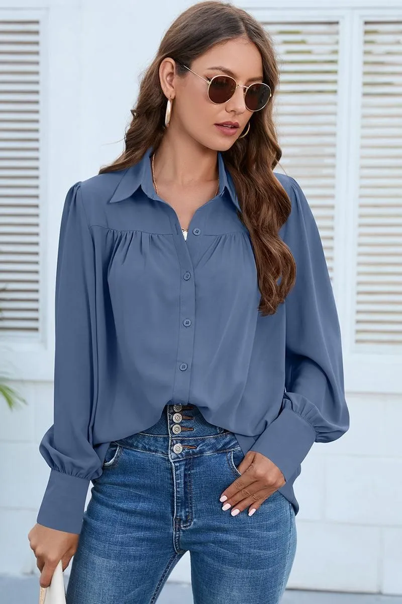 BUTTON DOWN DAILY BASIC BLOUSE