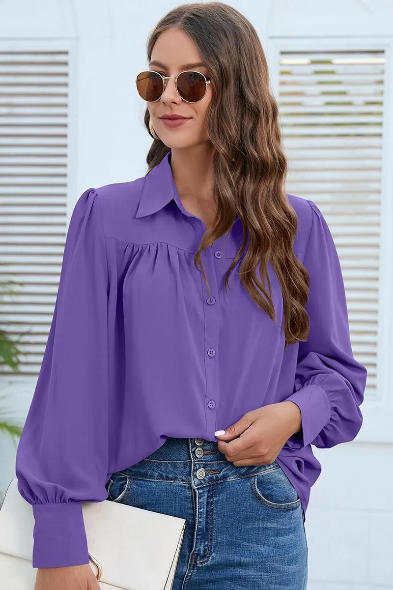 BUTTON DOWN DAILY BASIC BLOUSE