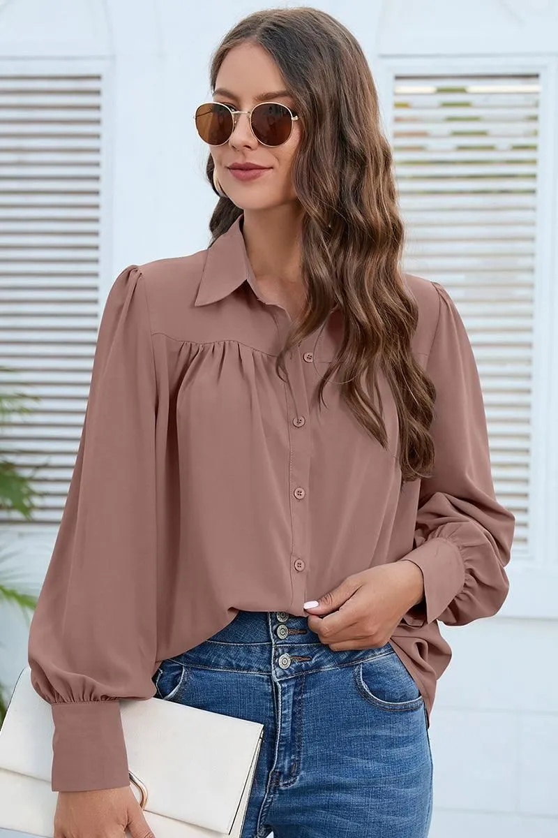 BUTTON DOWN DAILY BASIC BLOUSE