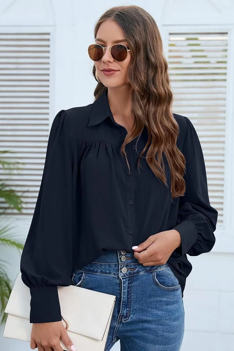 BUTTON DOWN DAILY BASIC BLOUSE