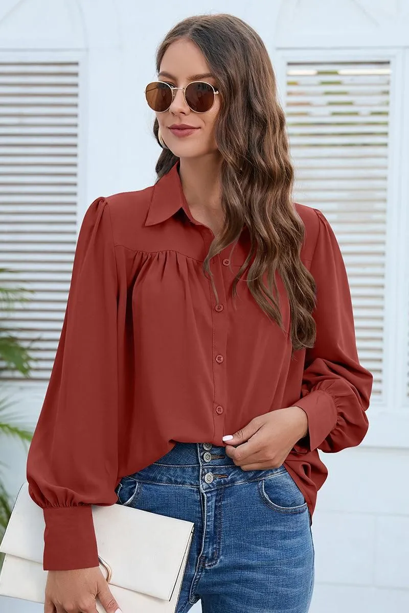 BUTTON DOWN DAILY BASIC BLOUSE