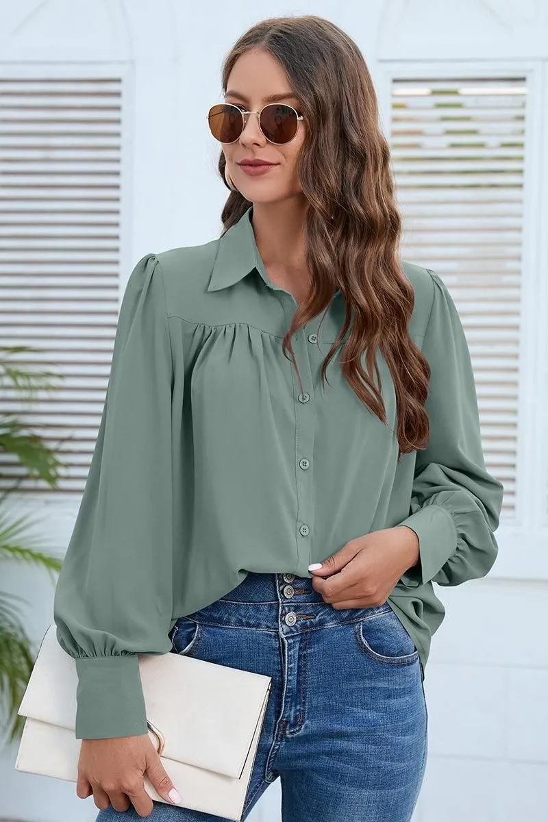 BUTTON DOWN DAILY BASIC BLOUSE