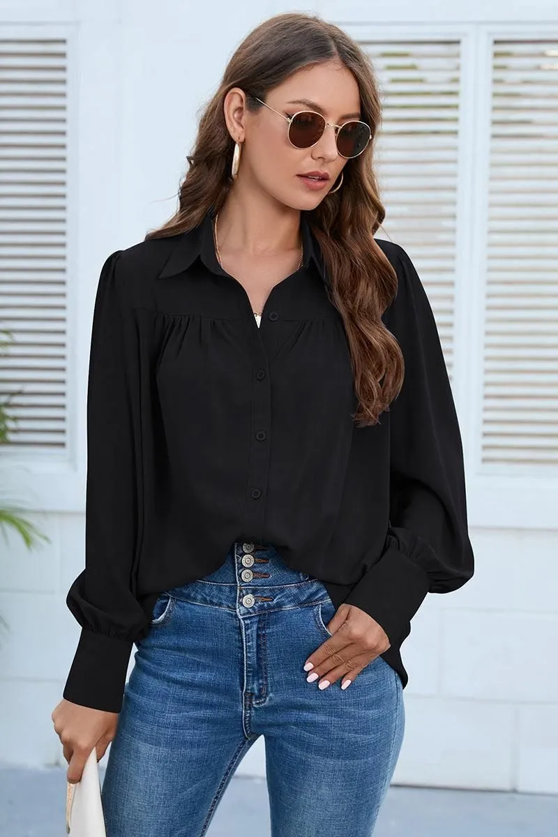 BUTTON DOWN DAILY BASIC BLOUSE