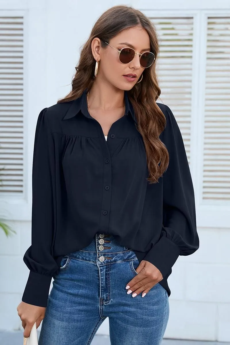 BUTTON DOWN DAILY BASIC BLOUSE