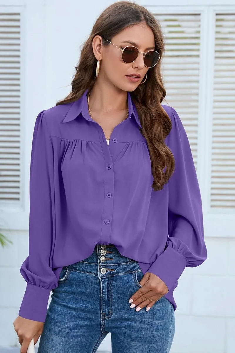 BUTTON DOWN DAILY BASIC BLOUSE