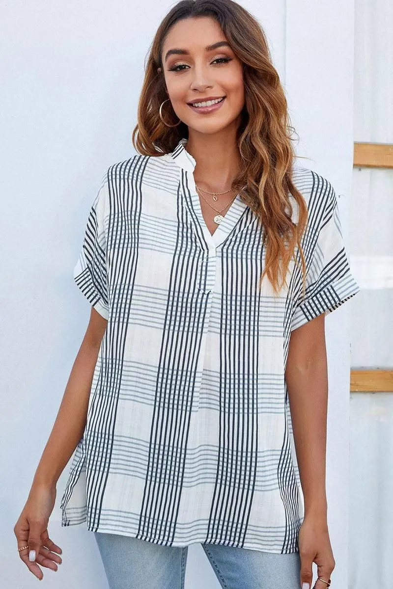 CHINESE COLLAR RUFFLED BACK LOOSE SHIRTS