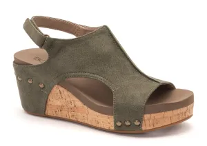 Corkys Carley Olive Green Suede Wedge