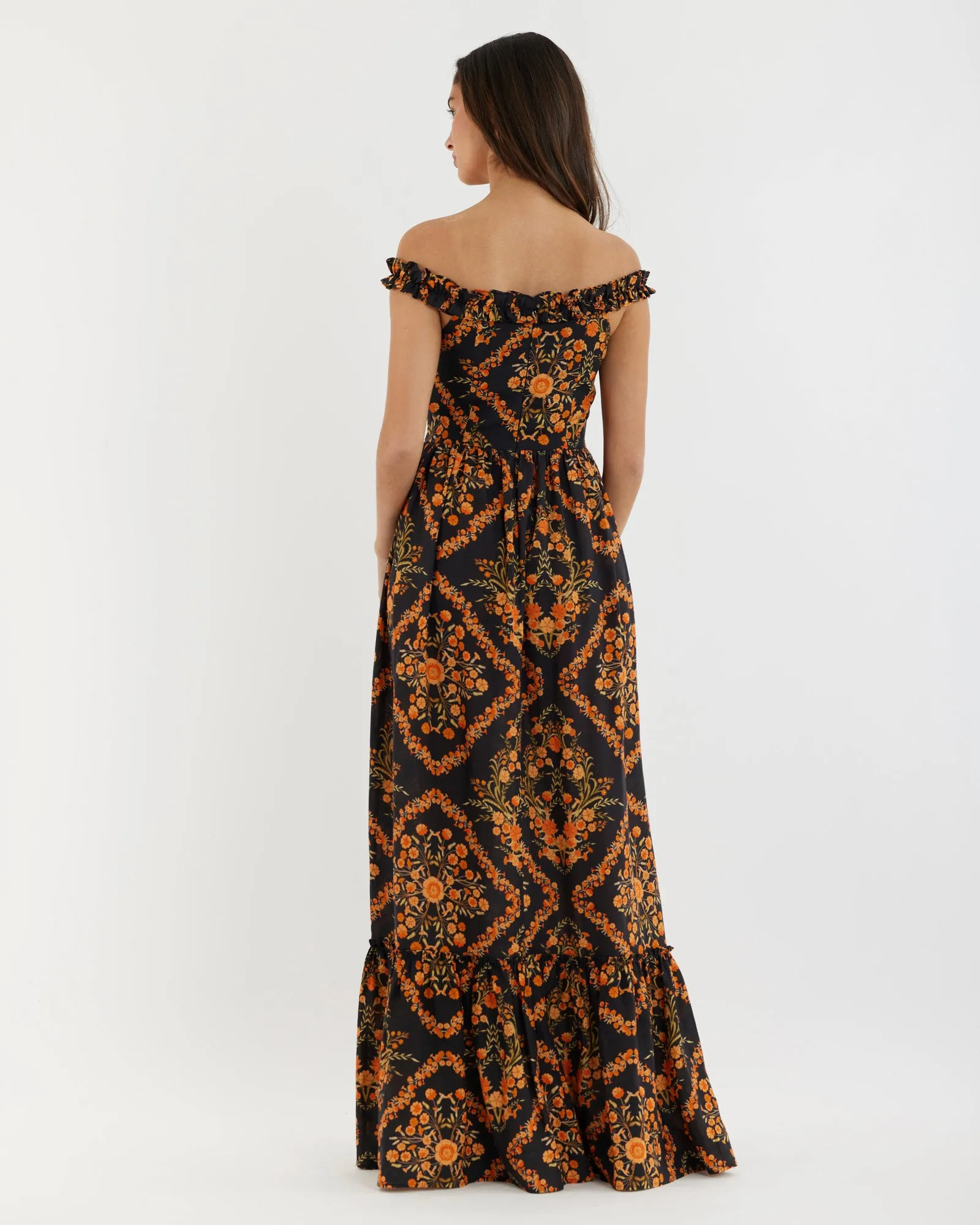 Fiore Ruffle Neck Maxi Dress