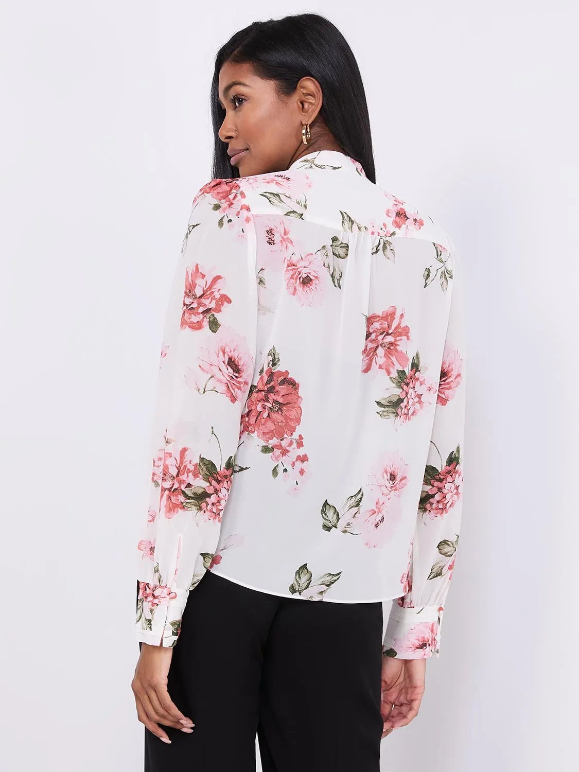 Floral Print Button-Front Blouse