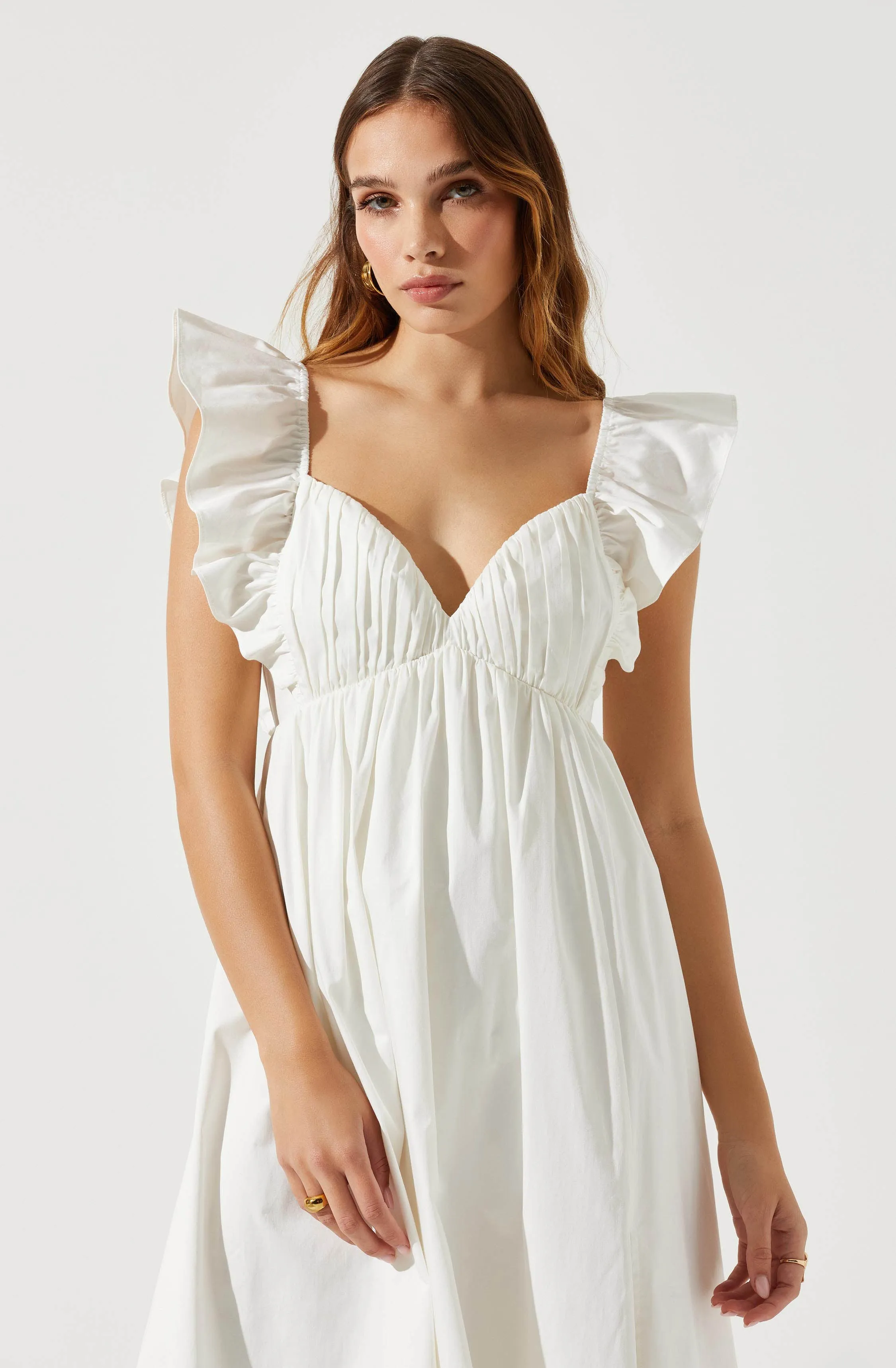 Flutter Sleeve Tie Back Maxi Dress