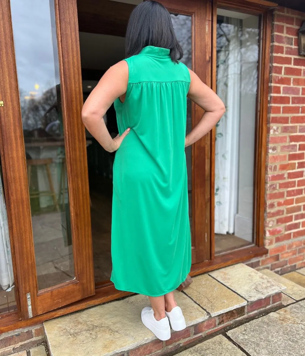 Green Sleeveless Shift Dress