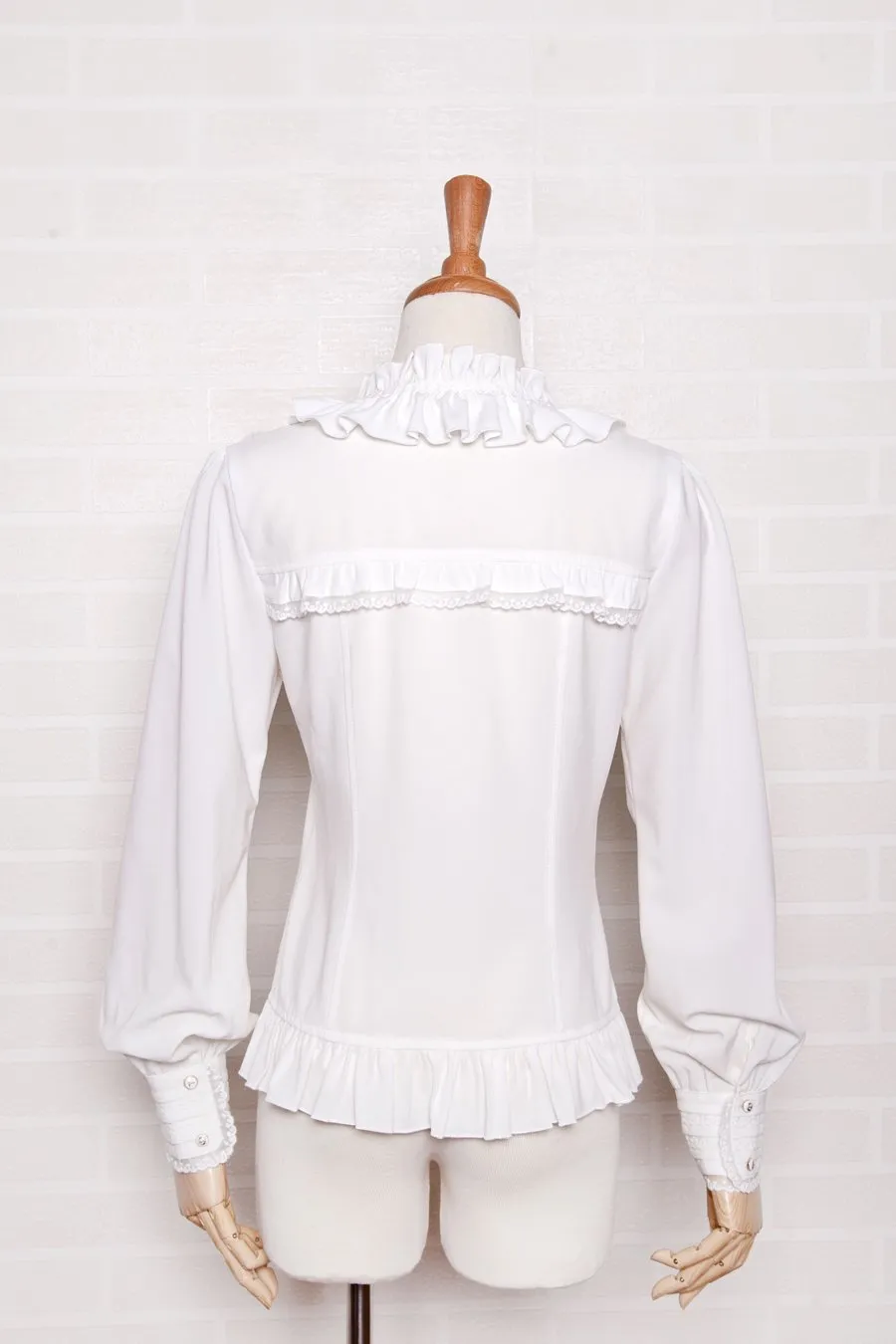 High Collar Webbing Lace Blouse