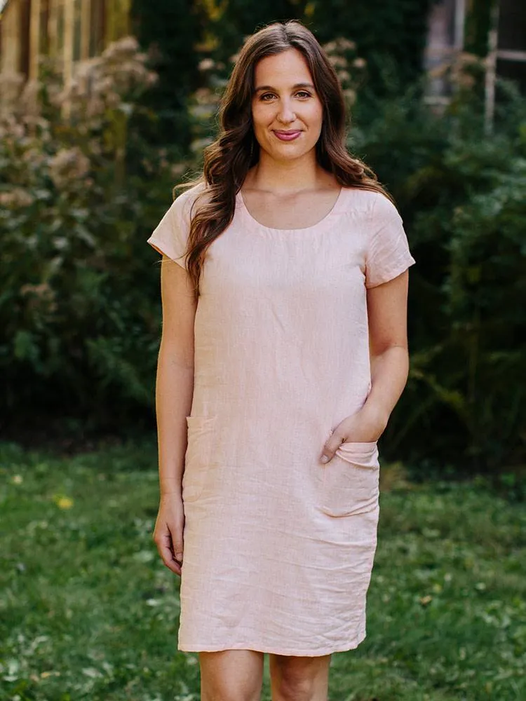 Kensington Dress - Pink Linen