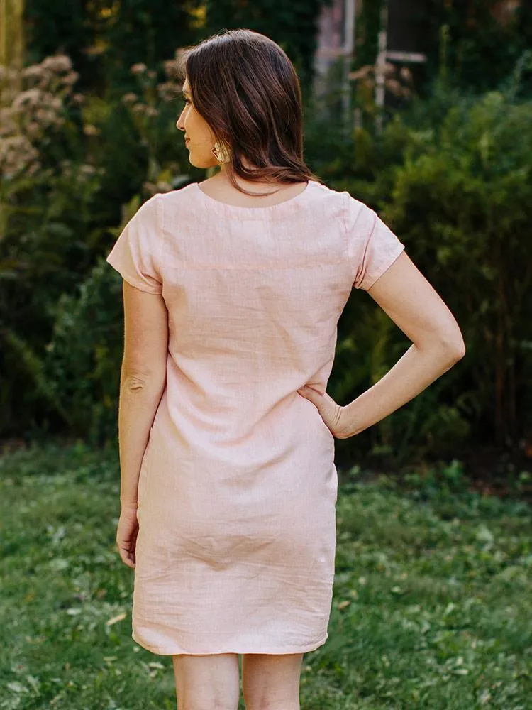 Kensington Dress - Pink Linen