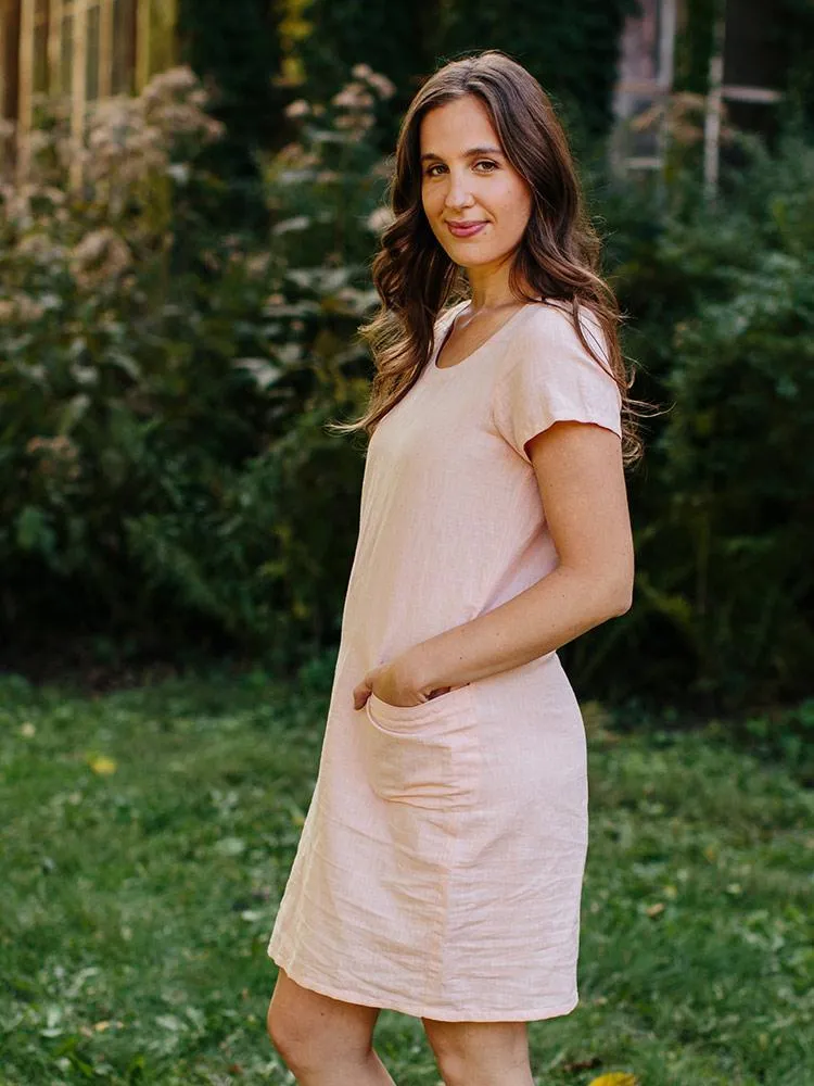 Kensington Dress - Pink Linen