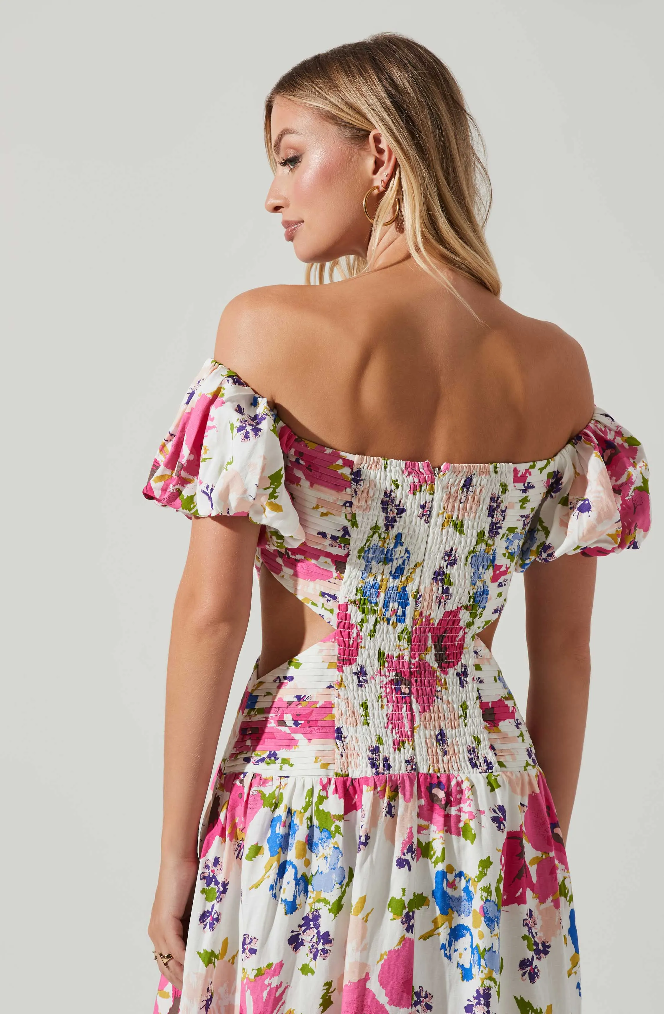 Liliosa Floral Off Shoulder Midi Dress