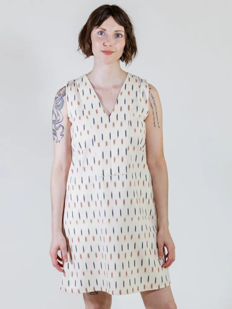 Milan Shift Dress - Ivory Ikat