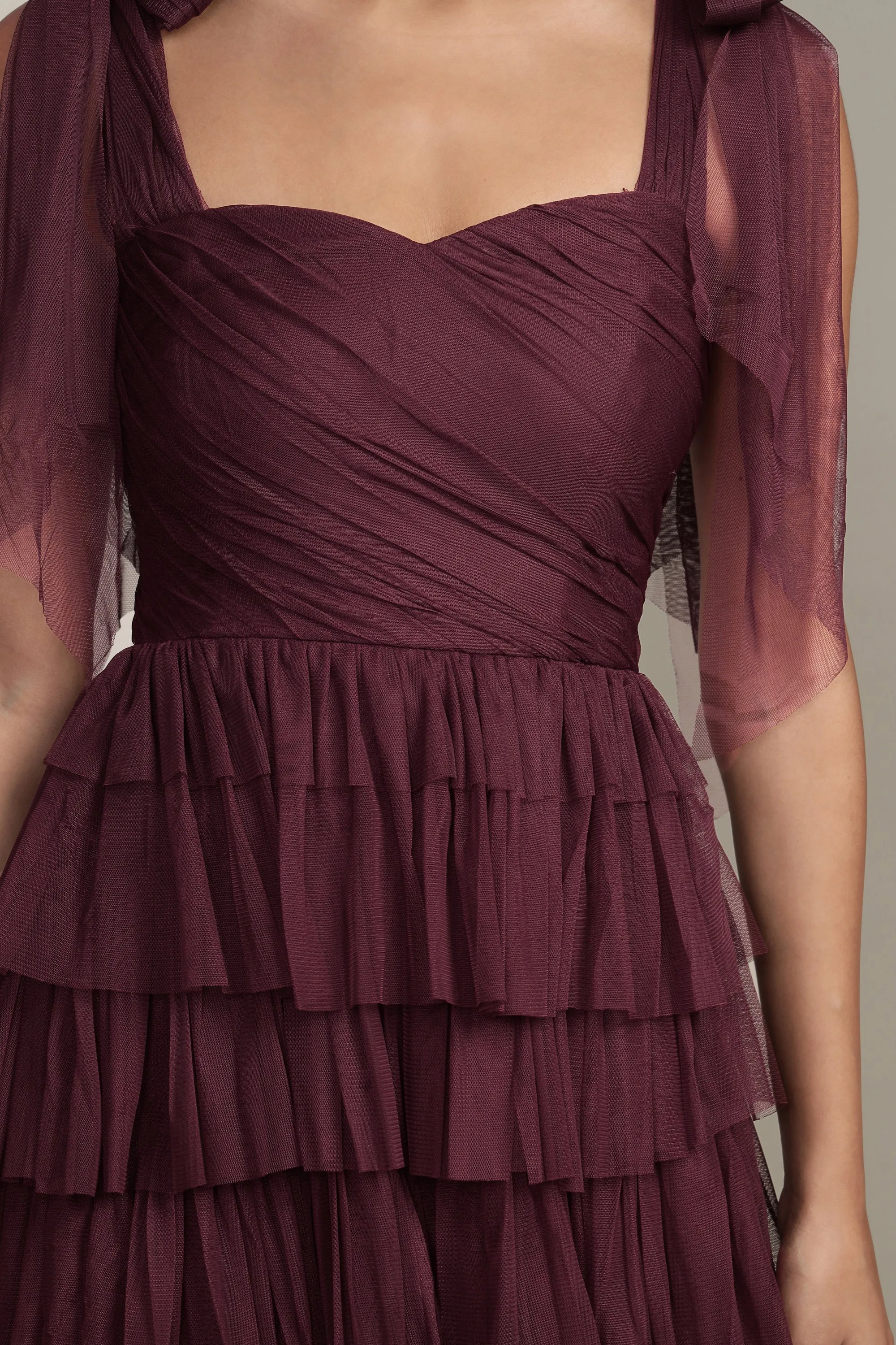 Ophelia Plum Maxi Dress with Tie Detail