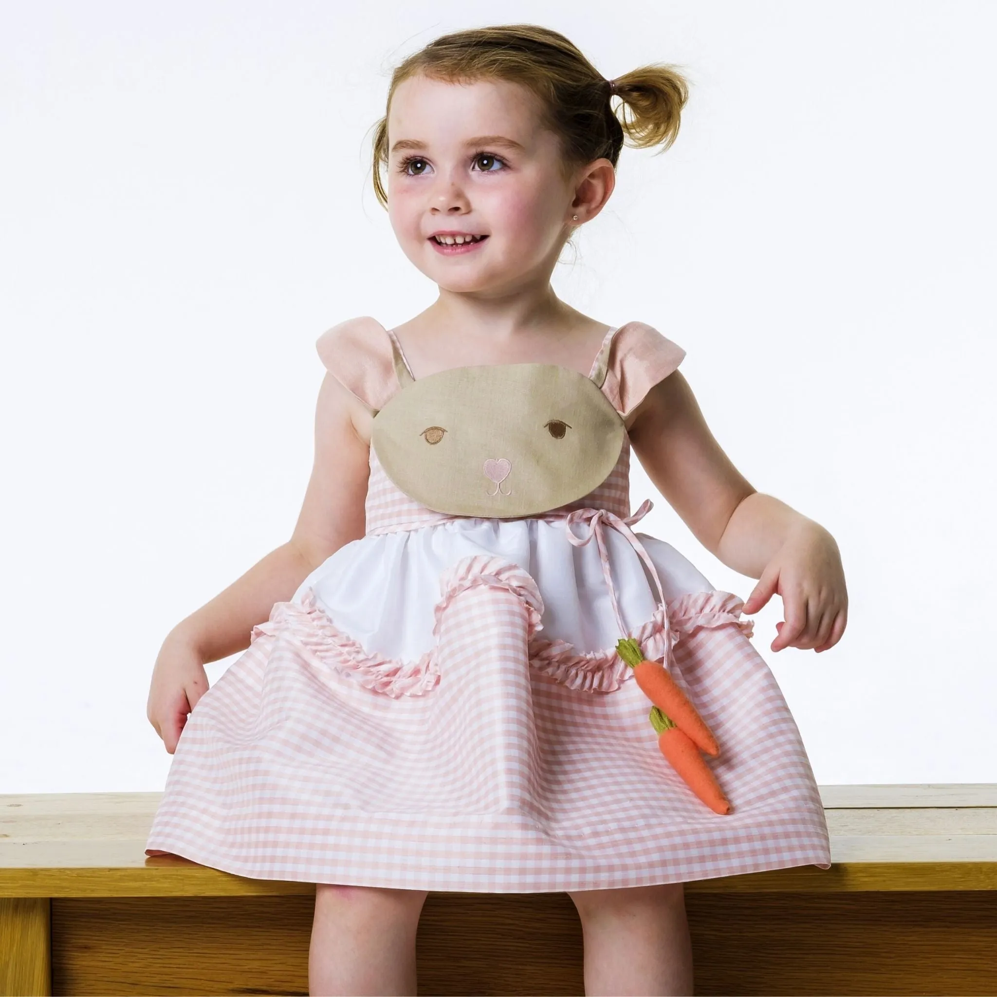 Pink Gingham Bunny Love Dress: Sizes 12M, 2T, 3T only