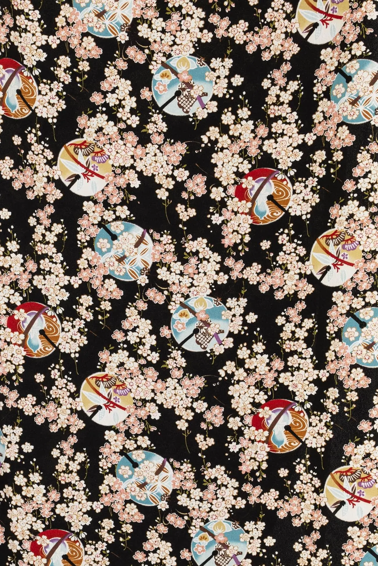 Plum Blossom Japanese Chirimen Poly Crepe Woven