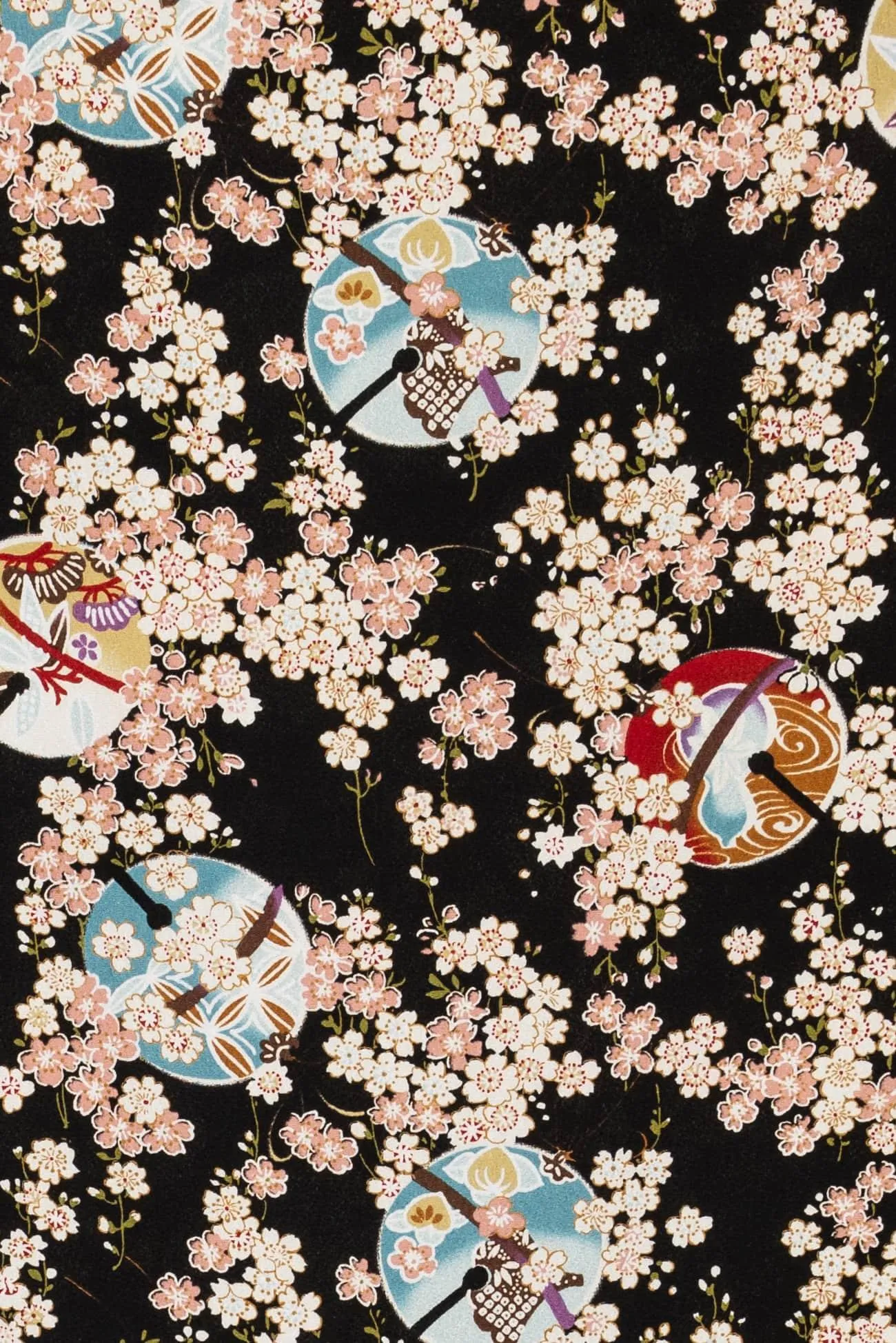 Plum Blossom Japanese Chirimen Poly Crepe Woven