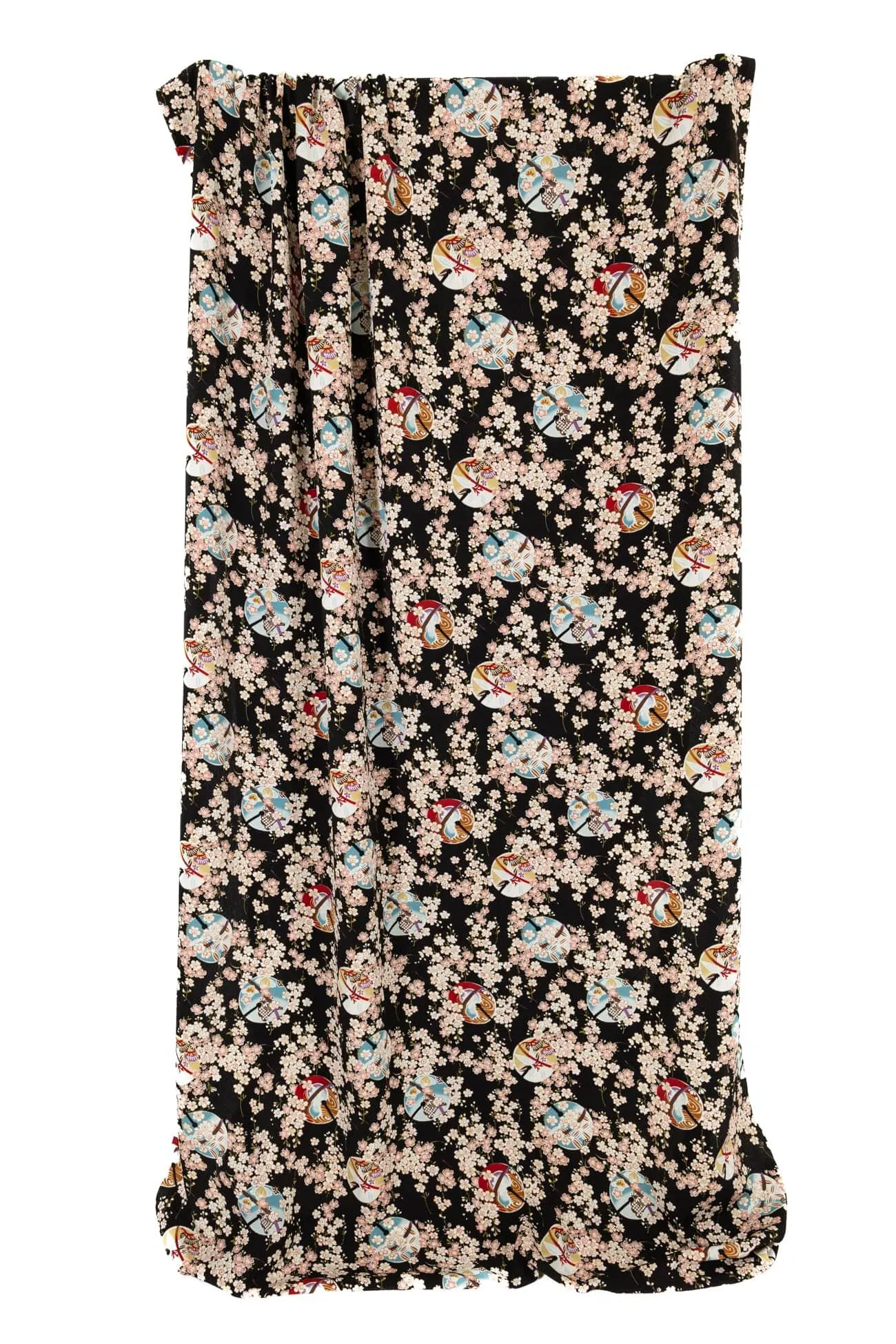 Plum Blossom Japanese Chirimen Poly Crepe Woven