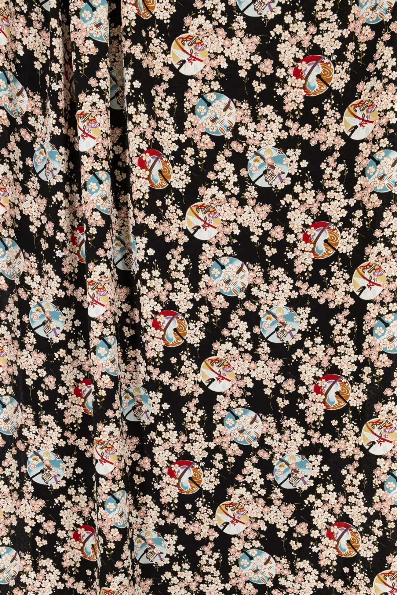 Plum Blossom Japanese Chirimen Poly Crepe Woven