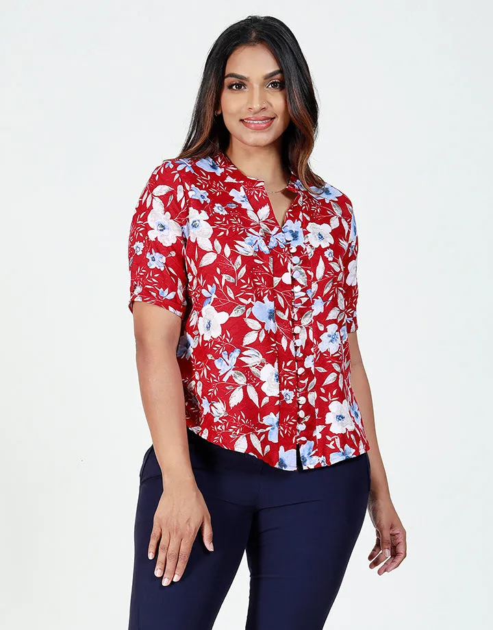 Printed Blouse with Short Sleeves