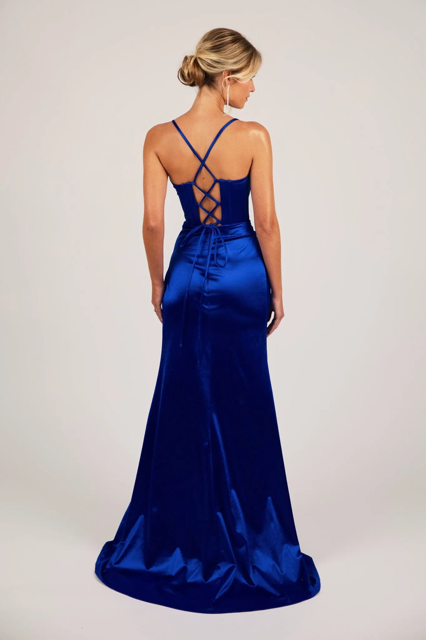 SHANTE Lace Up Back Corset Gown - Royal Blue