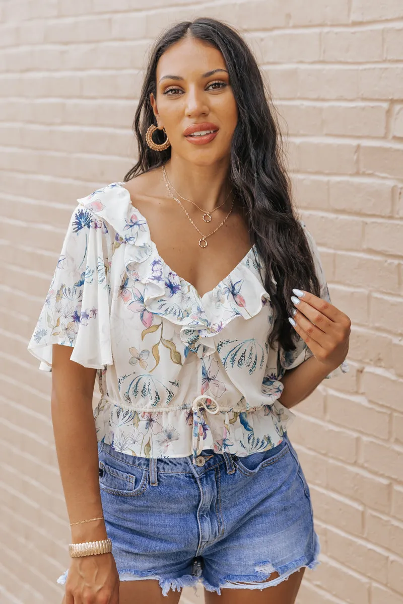 Steve Madden Cream Floral Print Brighton Top - FINAL SALE