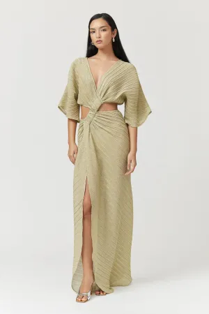 Stevie Cross-Over Midi Dress - Gold