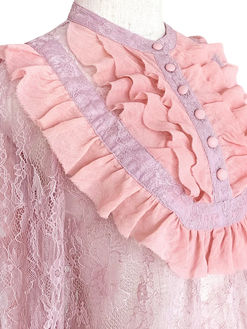 Surprise Sale! Pink Romance Ruffle Collar Sheer Eyelash Lace Blouse