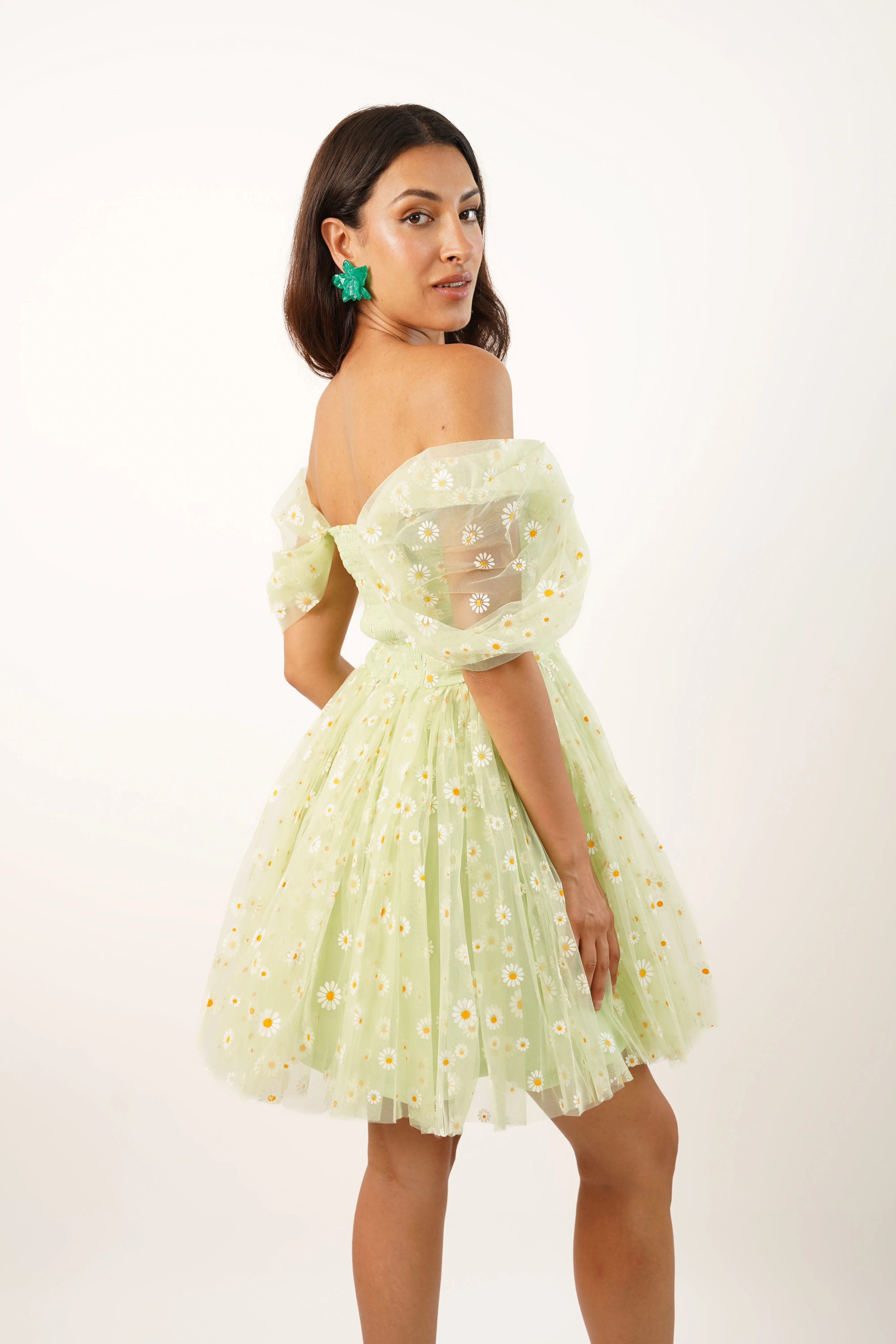 Sydney Green Daisy Tulle Mini Dress