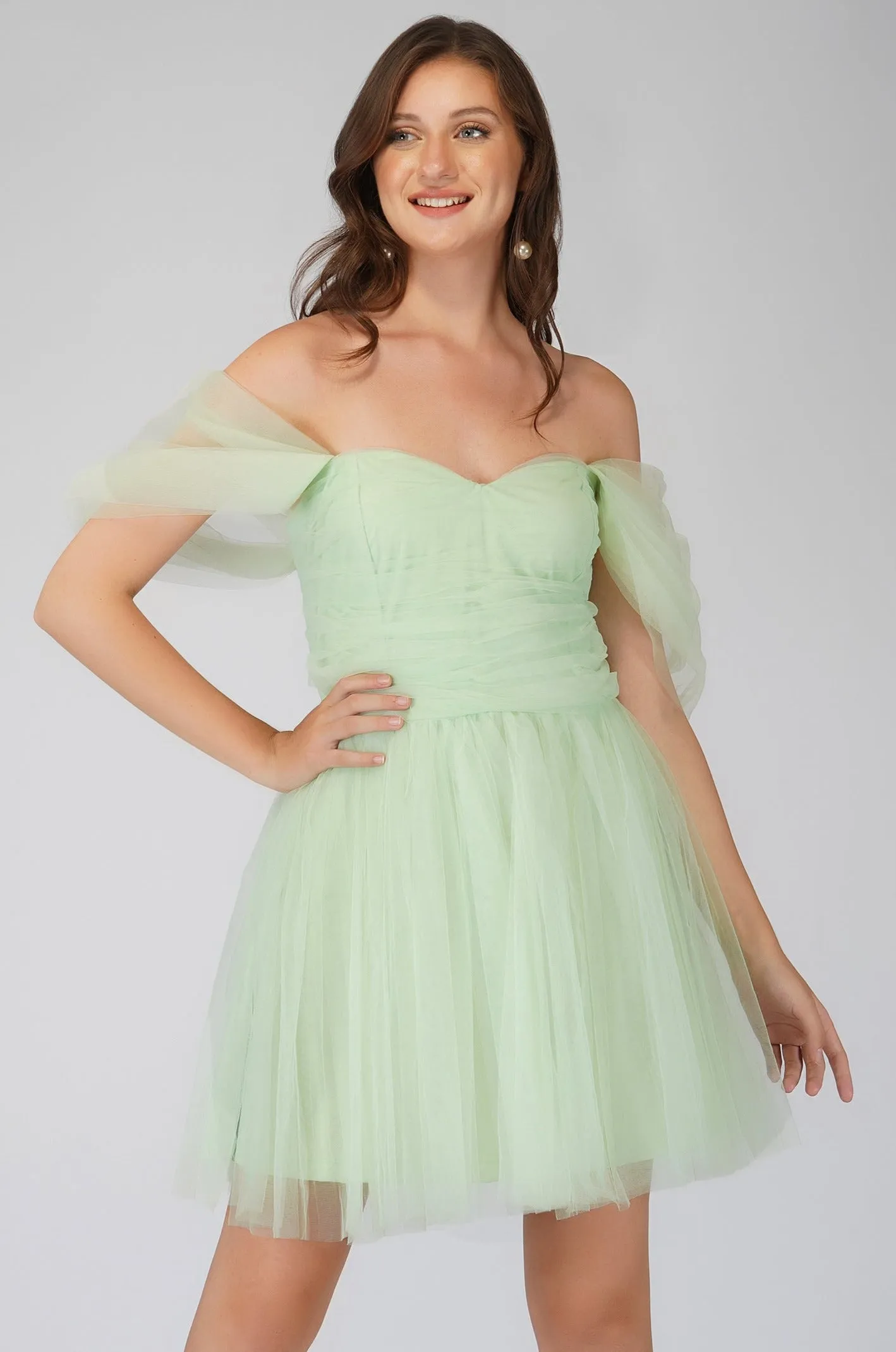 Sydney Sage Green Tulle Mini Dress