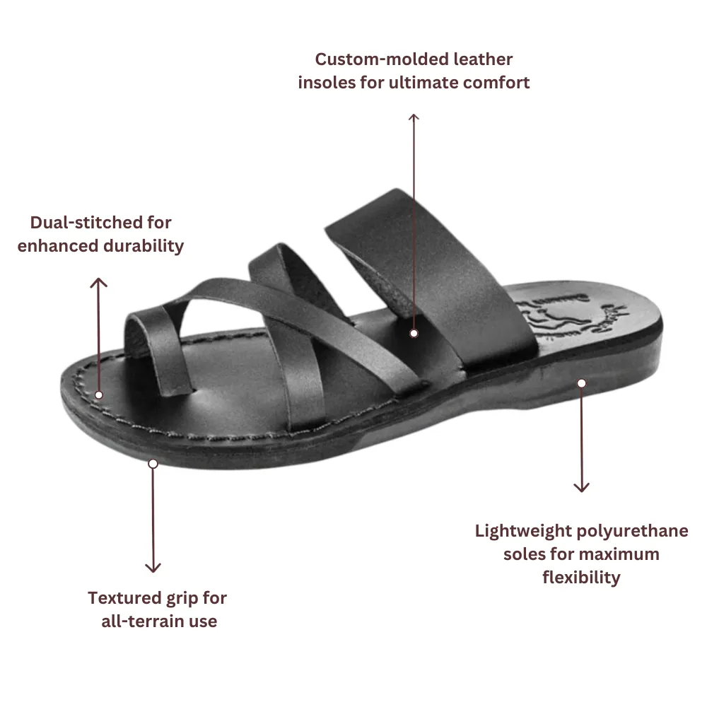 The Good Shepherd - Leather Toe Loop Slide | Black